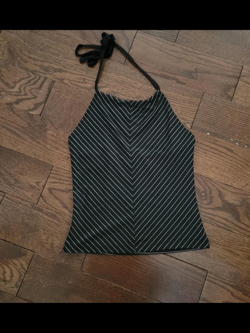 Forever 21 Black Pinstripe Halter Cami